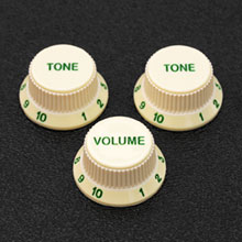 Customized Soft Touch Stratocaster Knob Set With Green Letters and Numbers