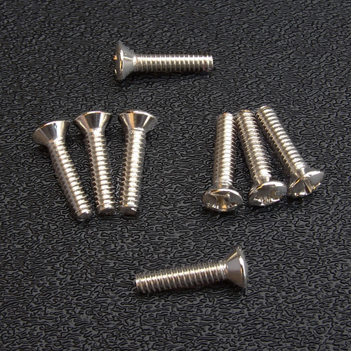 Nickel Pickup and 5-way Switch Mounting Screws, Phillips Oval Head