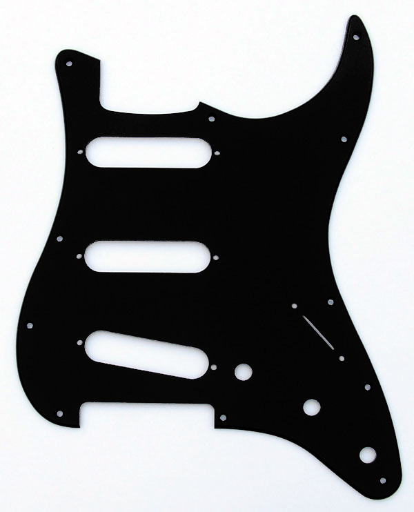 006-3401-049, 0063401049 - Fender Stratocaster Solid Black 1 Ply 11 Hole Pickguard