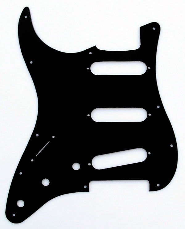 Left Hand Custom Manufactured Black 1 Ply 0.120'' Acrylic SSS Pickguard Rounded Polished Edge